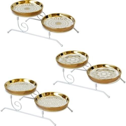 Decorative Serving Tray Ceramic 2 Tiered Wedding Fruit Plate Dessert Cookies Cupcake Cake Stand Candy Containers Centrepiece
