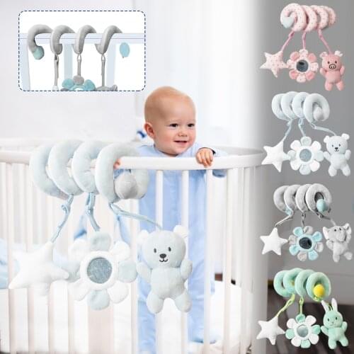 Baby Rattles Plush Cute Animals Hanging Bell Stroller Toys Hanging Cart Seat Doll Mobiles Rabbit Bear Bell Toy