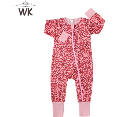 Baby Overalls newborn Jumpsuit Baby Girl long sleeve babysuit 1 Piece Outfit Playsuit cotton Leopard print Infant Clothing JP492