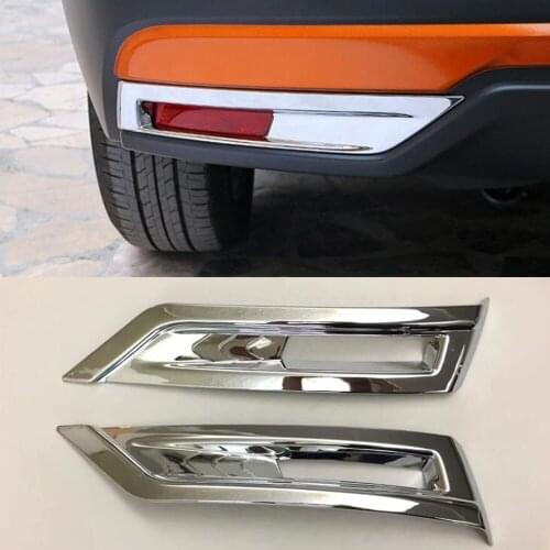 For Nissan Kicks 2017 2018 2019 2020 Car Detector ABS Chrome Cover Trim Back Tail Rear Fog Light Lamp Frame Parts 2pcs