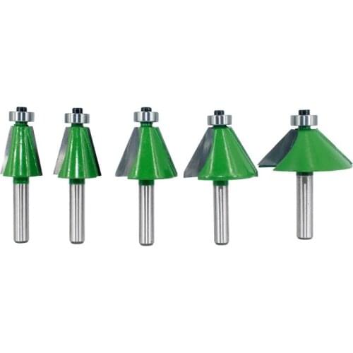 5pcs Set 8mm Shank Chamfer Router Bit 11.25 15 22.5 30 45 Degree Milling Cutter for Wood Woodorking Machine Tools MC02111