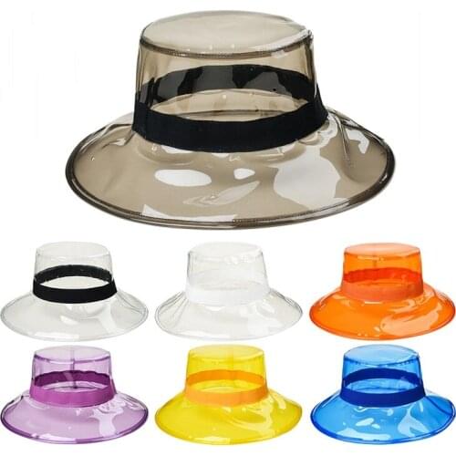 Hot selling seven-color PVC transparent hat female summer catwalk wedding photography plastic shade fisherman hat tide