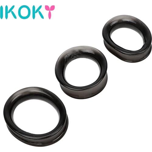 IKOKY Cock Ring 3pcs/Sets Delay Ejaculation Adult Products Dildo Extender Elastic Sex Toys for Men Male Masturbator Penis Ring