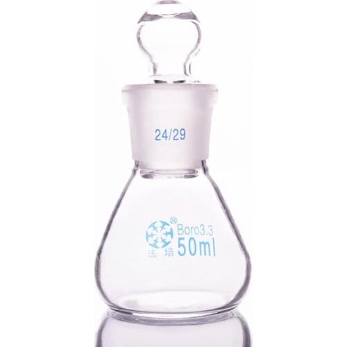 Conical flask with standard ground-in glass stopper,Capacity 50ml,joint 24/29,Erlenmeyer flask with standard ground mouth