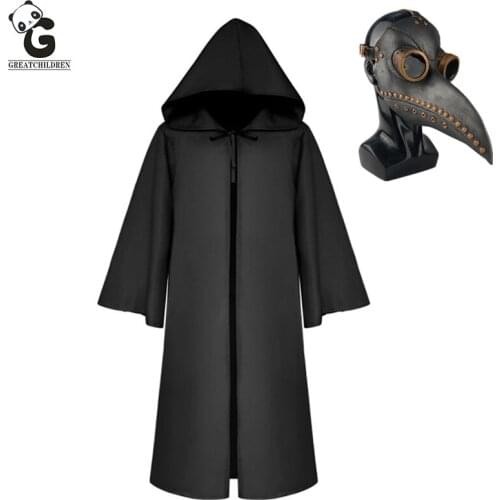 Plague Doctor Death Costumes Kids Christianity Taoist Cosplay Mask Latex Priest Children Halloween Costumes for Kids