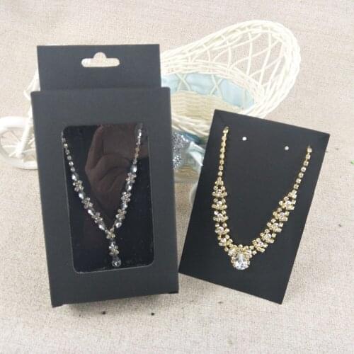 Kraft Necklace Card & Hang Window Box Kraft /Black/White 13x8x3cm (5.11x3.149x1.18'') Gifg BOX Kraft Window Box accept custom