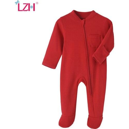 LZH 2021 Spring Summer Casual Crew Neck Infant Girls Clothes Long Sleeve Zipper Jumpsuit For Newborn Cotton New Children Romper