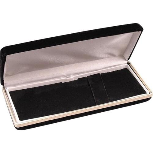 Free shipping high quality metal pen box black velvet box gold trim metal pen case