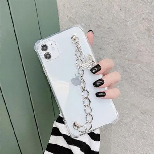 Fashion Metal Butterfly Bracelet Phone Case For iPhone 12 11 Pro Max X XS XR 7 8 6 6S Plus SE 2020 Luxury Girl Strap Soft Cover