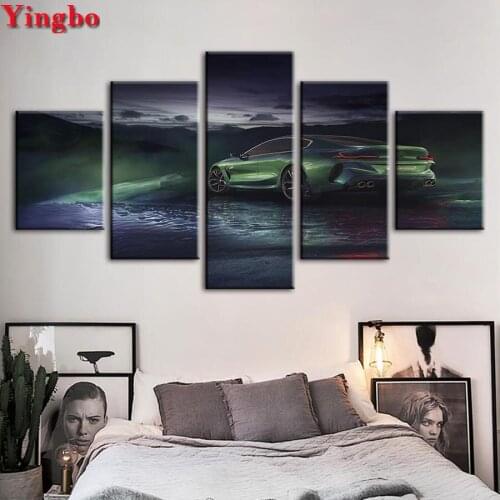 5 Pieces Green luxury car Diamond Embroidery sale 5d diy diamond painting full Square diamond mosaic kit Modern home decoration