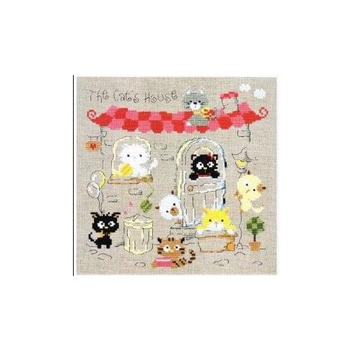 THE CATS HOUSE DIY Craft Stich Cross Stitch Package Cotton Fabric Needlework Embroidery Crafts Counted Cross-Stitching Kit