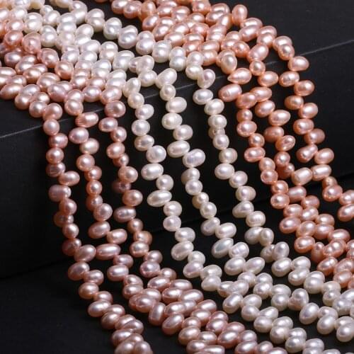 Natural Pearl Oval Shape Loose Beads 6mm High Quality Pink White Purple DIY Women Necklace Bracelet Jewelry