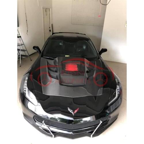 Suitable for Corvette C7 carbon fiber hood, transparent hood with open hole, body kit, auto parts, auto accessories