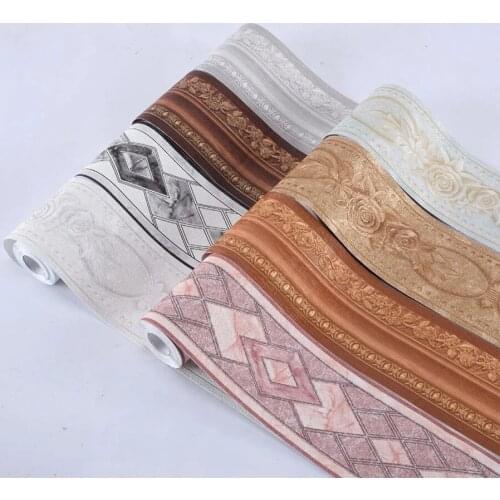 PVC Self-Adhesive Border Pattern Sticker Kid Room Bedroom Waistline Decorative Film Waterproof Kitchen Bathroom Tile Wall Paper