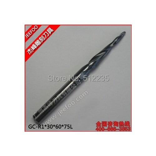 R1.0*30*6D*75L*2F Taper Bits For Cutting Wood/ Router Bits/Taper Ball Nose Cutter