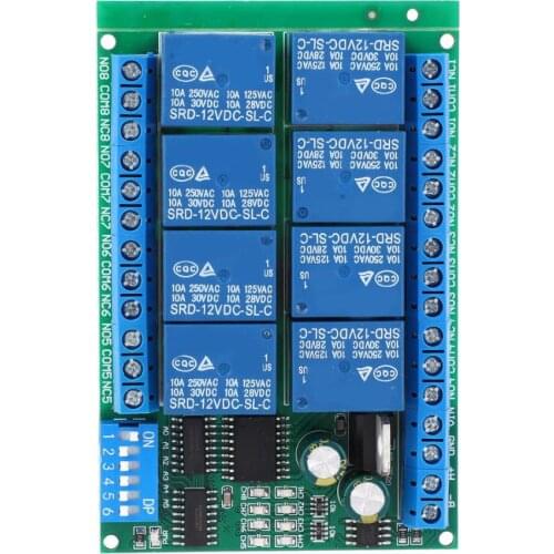 RS485 DC 12V 8 Channel Relay Delay Board Command Programmable Control Relay Module high quality