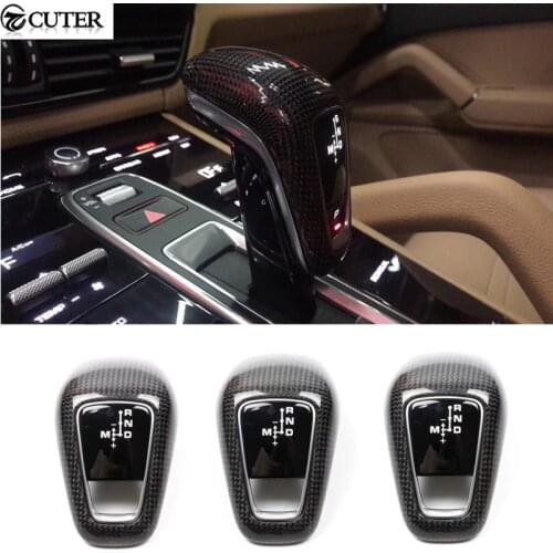 Carbon fiber Gear shift knob decoration cover trim For Panamera 971 Cayenne 9YA Car styling 2017-19