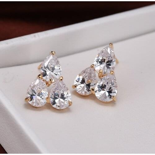 DE363 Fashion Delicacy Elegant Street Snap Water Droplet Zircon Earring Gift Party Banquet WOMENS Jewelry Earrings