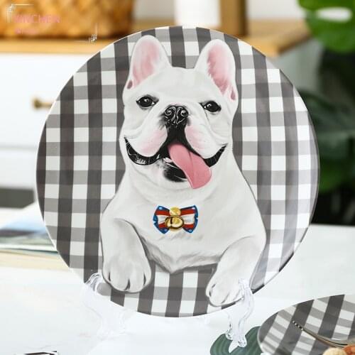 French Bulldog Plate Holder Plates Decoration Fine Porcelain Bone China Wall Art Home Restaurant Personalized Gift for Dog Lover