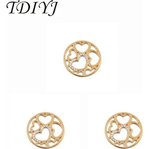 TDIYJ New Arrival My Coin 25mm Love Heart Disc with Crystals for 25mm Coin Holder Pendant Necklace for Women