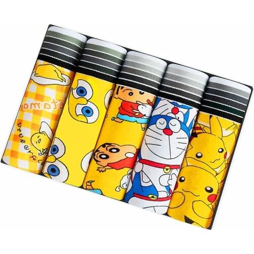 5pcs/pack Underwear Man Cartoon Printed Boxershorts Men Underpants Comfortable Mens Funny Panties Elastic Soft Boxers For Boy