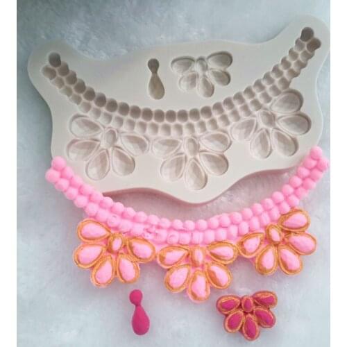 Jewelry Border Silicone Mold Fondant Mould Cake Decorating Tools Chocolate Gumpaste Molds, Sugarcraft, Kitchen Accessories