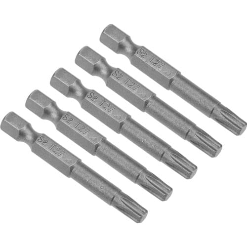 Uxcell 5pcs 50mm Long 1/4" Hex Shank T27 Magnetic Torx Head Screwdriver Bits S2 High Alloy Steel