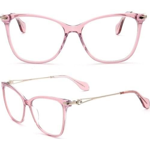 Women Round Eyeglass Frames for Women Cat eye Glasses Frames Vintage Oversize Optical Spectacles Pink Acetate Metal Eyewear