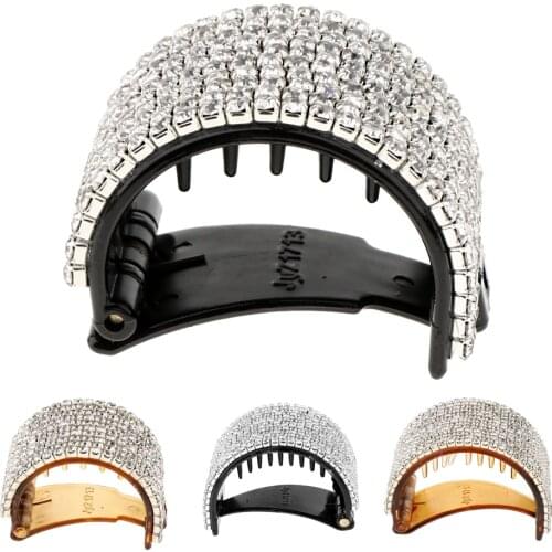 Women Girls Rhinestone Hair Clip Glitter Hair Barrette Full Rhinestone Teethed Hair Cuff Ponytail Hair Grip Hair Accessories