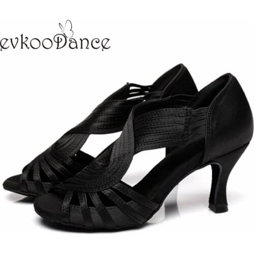 Evkoodance black/red/brown women Shoes latin dance shoes heel height 6/7cm zapatos de baile Professional Evkoo-628