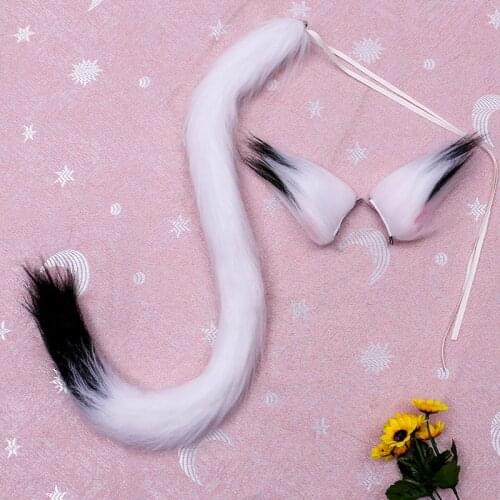 Cat Fox Ears Tail Furry Animal Headband Anime Props Carnival Cosplay Party Fancy Dress Halloween Costume Accessories Carnival