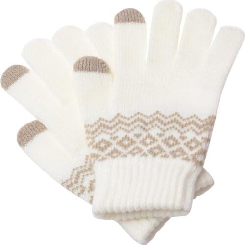 Winter Women Non-slip Touch Screen Knitted Gloves Thicken Warm Elastic Mittens