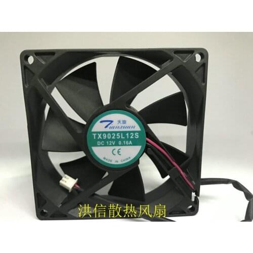 Tianxuan TX9025L12S DC 12V 0.16A 90x90x25mm 2-Wire Server Cooling Fan