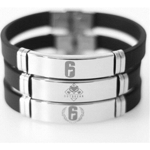 2018 European and American trendy stainless steel rainbow six tag bracelet Rainbow six silicone bracelet jewelry