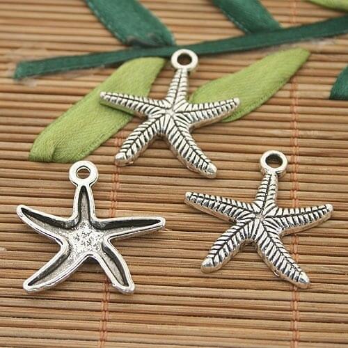 30pcs dark silver tone starfish charms h3016