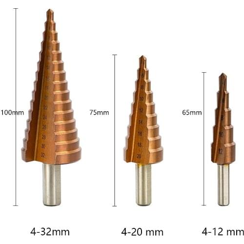 4-12 4-20 4-32 mm HSS-Co Cobalt Step Drill Bit Drilling Power Tools for Metal High Speed Steel Metal Hole Cutter Cone Drill Bits