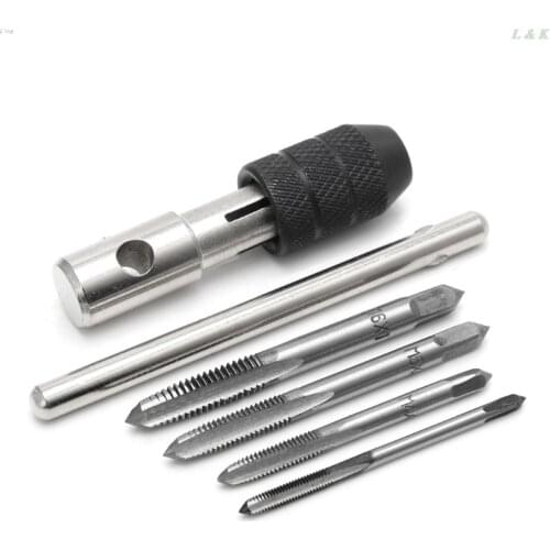 5 Pcs T Type Hand Screw Thread Taps Drill Kit M3 M4 M5 M6 Set w/Wrench dropship L29K