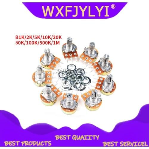 5pcs WH148 B1K B2K B5K B10K B20K B50K B100K B250K B500K B1M 3pin 15mm 1K 2K 5K 10K 20K 50K 100K 250K 500K 1M