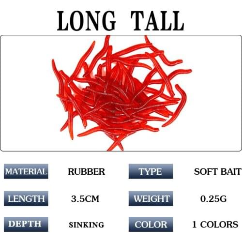 50pcs Lifelike Silicone Red Worm Soft Lures Earthworm Artificial Rubber Baits Shrimp Flavor Additive Bass Carp Fishing Tackle