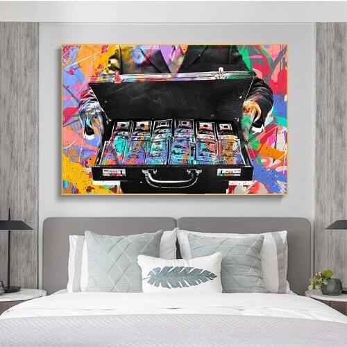 Abstract Money Graffiti Art Posters And Prints Street Art Canvas Paintings On the Wall Inspirational Art Pictures Home Decor