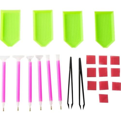 DIY Diamond Painting Accessories 5D Diamond Painting Cross Stitch Embroidery Pen Tools Set Tweezers Glue Tray Sticky Pen Kit