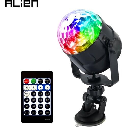 ALIEN RGB 4W 15 Color USB LED Crystal Magic Disco Ball Light DJ Party Car Holiday Birthday Sound Activated Stage Lighting Effect