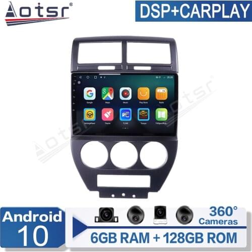 AOTSR 6+128g Android 10 Car Radio For Jeep Compass MK 2006-2010 Multimedia Video Player Navigation GPS 2 din WIFI RDS