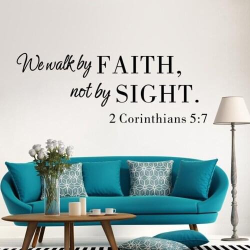 Bible we walk by faith vinyl quote wall art decal home decor living room diy wallpaper removable wall stickers