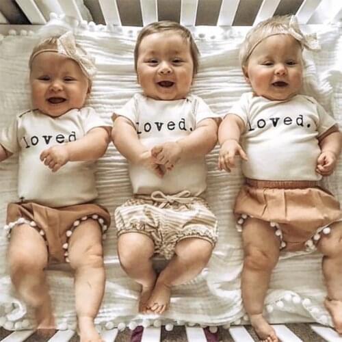 Bodysuits Baby Boy Clothes Baby Girl Clothes Letter Loved Baby Infant Boys Girls Funny Short Sleeve Romper Playsuit 2021 Summer