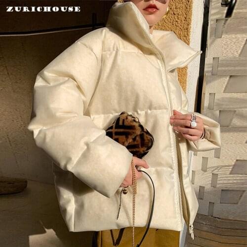ZURICHOUSE Brand Fashion Designer PVC Transparent Down Jacket Female Thick Loose Warm Outwear Women Winter White Duck Down Coat