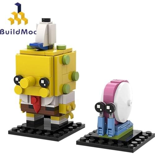 Buildmoc Cartoon Anime Spongebobed & Gary the Snail Brickheadz SquarePants Movie Figures Model Building Blocks Toys For Kid Gift