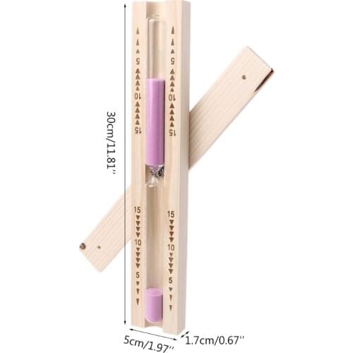 Sauna Hourglass Sand Timer, Beech Wood 15 Minutes Accurate Hour-Glass, Wooden Hour Glass (Pink Sand) M4YD