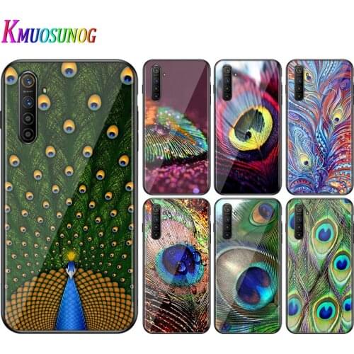 For OPPO A5 A9 2020 F7 Phone Cover Shell Peacock Feather for OPPO Reno 2 Z 2Z 2F 3 4 Pro 5G Bright Black Phone Case