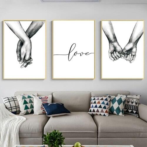 Black and White Abstract Wall Art Canvas Painting Posters Minimalist LOVE Quotes Painting Decoration for Living Room The Walls